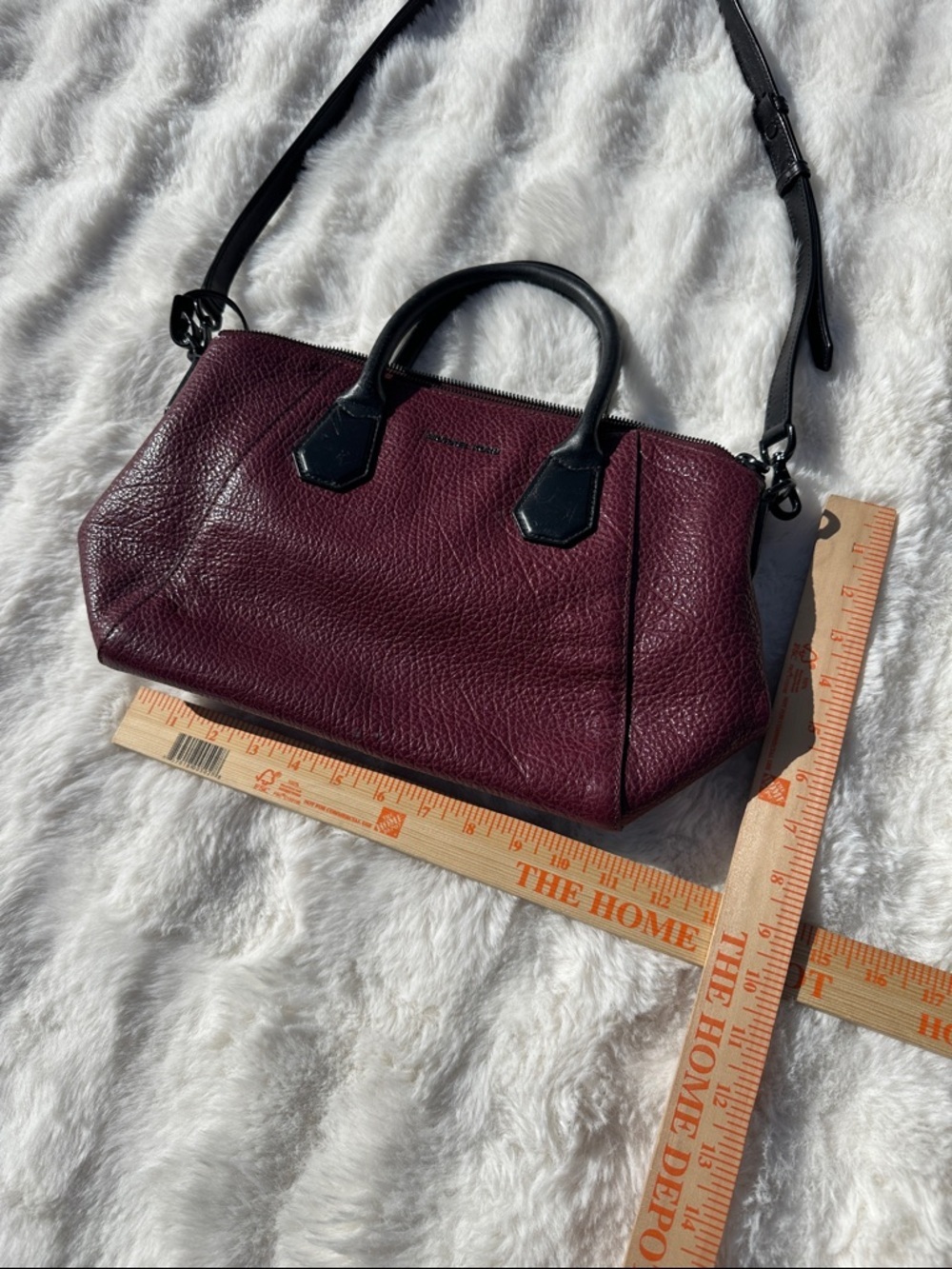 Michael Kors Campbell satchel pebbled burgandy crossbody black trim - Picture 3 of 14